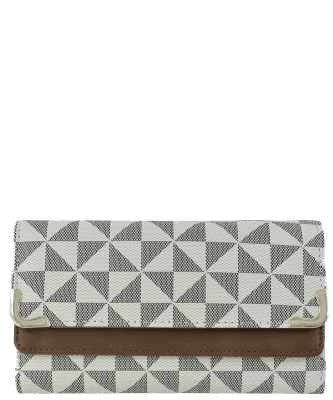 PM Monogram Tri-fold Clutch Cell Phone Wallet PM016 TAUPE